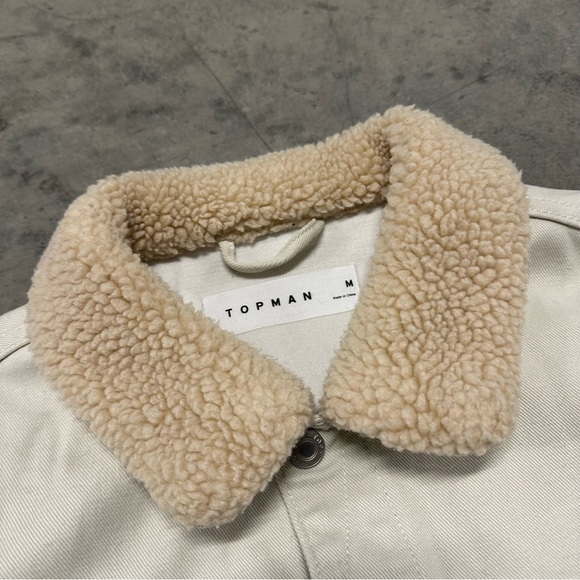 Topshop Topman Black Borg Lined Denim Jacket XL - Picture 3 of 10